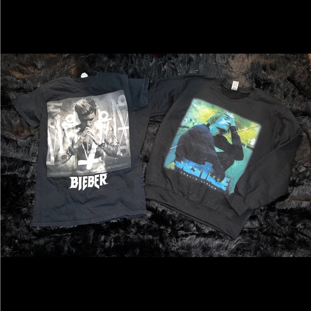 JUSTIN BIEBER TOUR MERCH SIZE SMALL JUSTICE AND PURPOSE TOURS T SHIRT & CREWNECK
